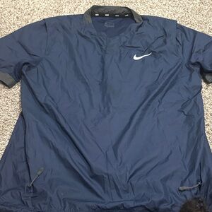 Nike Navy Blue Pullover Windbreaker with White Swoosh